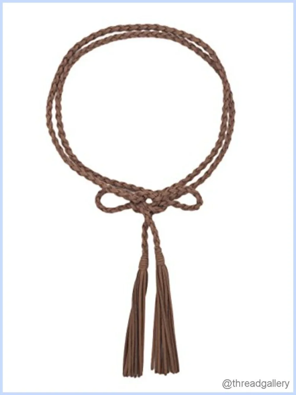 PU Leather Braided Rope Tie Belt Skinny Waist Tassel Boho